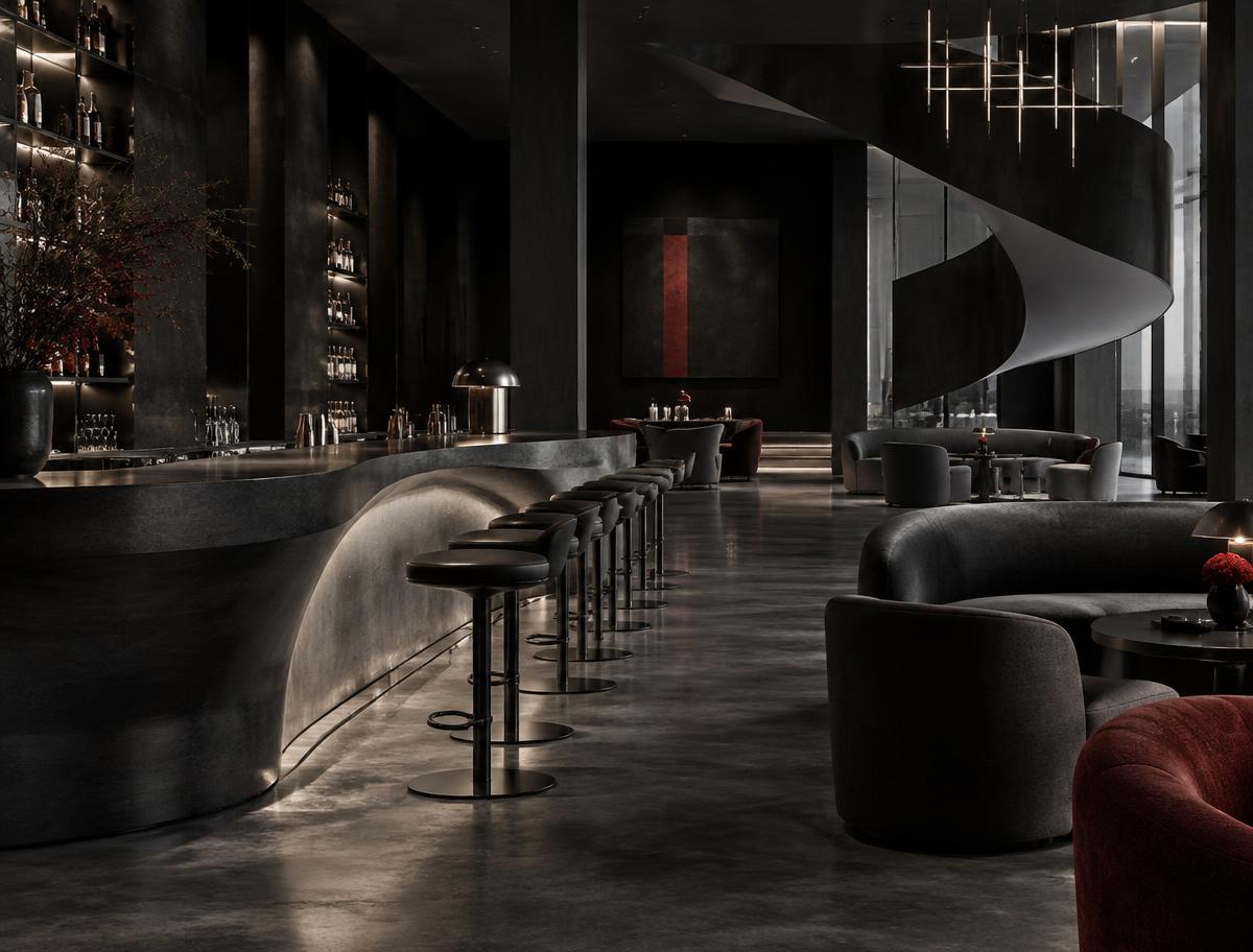 Upscale nightclub and bar interior representing hospitality and nightlife advisory work